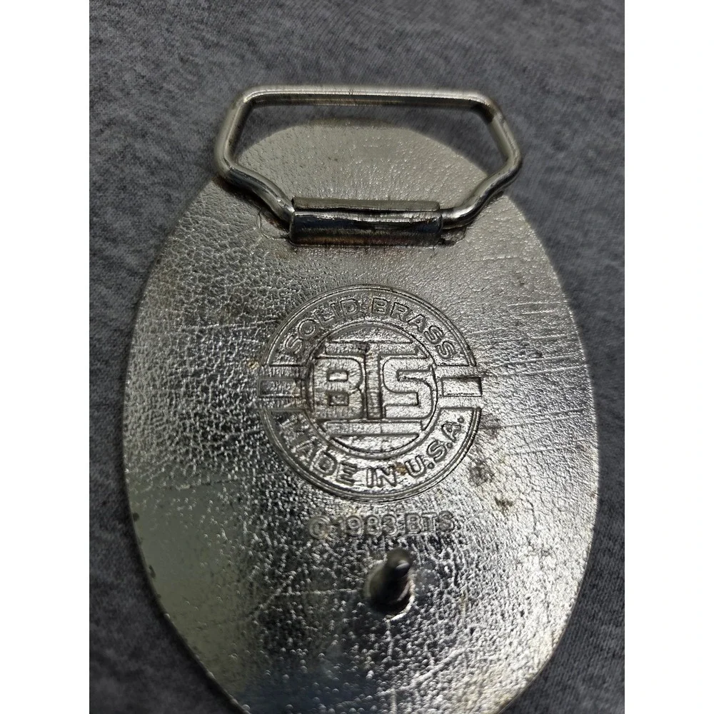 Vintage 1983 Kansas City Southern Lines Train Safety Award Brass Belt Buckle